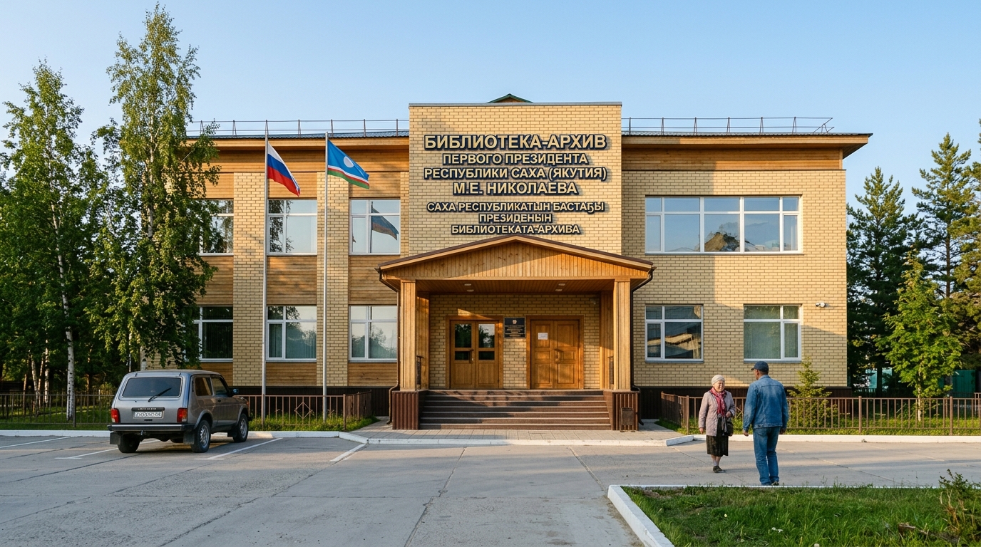 Здание библиотеки-архива Первого Президента РС(Я) М. Е. Николаева в селе Октемцы